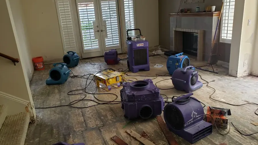 Drying equipment set in a damaged apartment in a Bronx, NY building